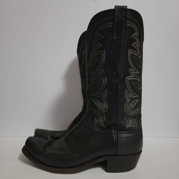 Lucchese Bootmaker Mens Black Leather Western Cowboy Rodeo Boots 9 D N96167 - Picture 5 of 13